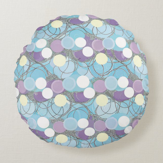 Dromerige Bubbelwolken Ronde Pouf Rond Kussen (Voorkant)