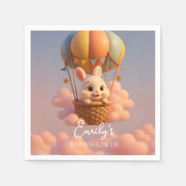 Dromerige Bunny Hete Luchtballon met Roze Wolken Servet