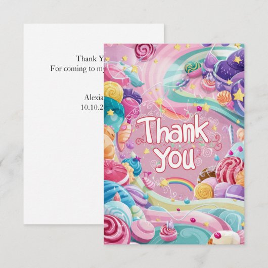 Dromerige Candyland bedankkaart (Voorkant / Achterkant)