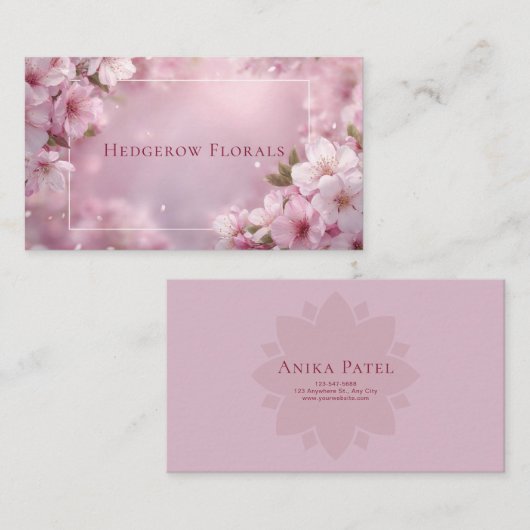 Dromerige Cherry Blossom Bokeh & Petals Visitekaartje (Voorkant / Achterkant)