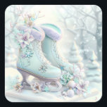 Dromerige Christmas Ice Schaatsen Sticker<br><div class="desc">Dromerige kerst ijs schaatsen sticker</div>