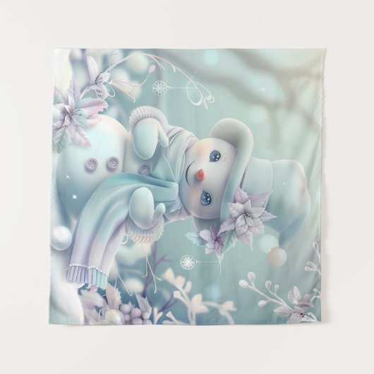 Dromerige Christmas Snowman Tapestry Wandkleed (Voorkant (horizontaal))