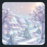 Dromerige Christmas Village Sticker<br><div class="desc">dromerige kerstdorp sticker</div>