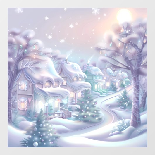 Dromerige Christmas Village Window Cling Raamsticker (Vel)
