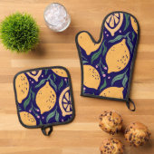 Dromerige citroenen ovenwant & pannenlap set (Top down)