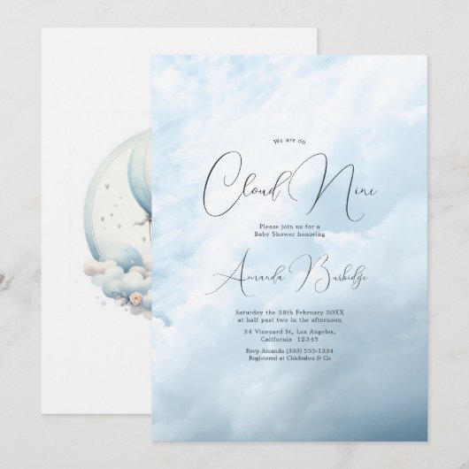 Dromerige Cloud 9 Baby Shower Kaart (Voorkant / Achterkant)