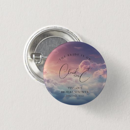 Dromerige Cloud 9 bruid Ronde Button 3,2 Cm (Voorkant /achterkant)