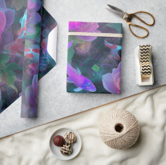 Dromerige Cybervijver met Lotus en Koi Cadeaupapier