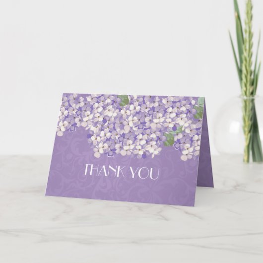 Dromerige Damast Lavendel Hydrangea Dank je Bedankkaart (Voorkant)