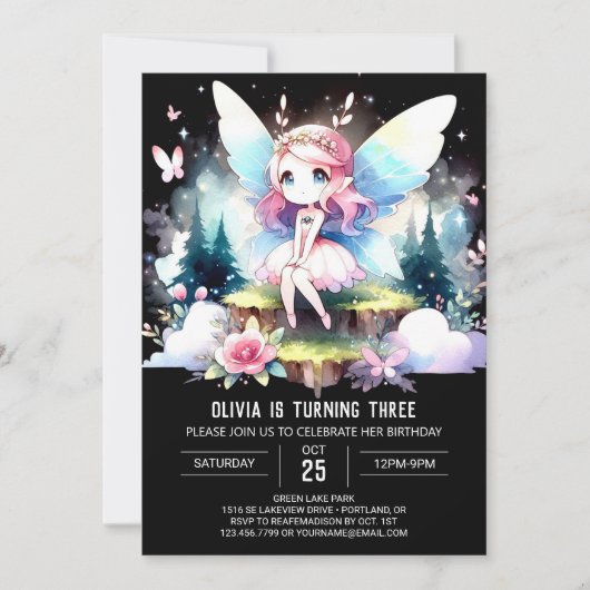 Dromerige Design Fairy Verjaardag Kaart (Voorkant)