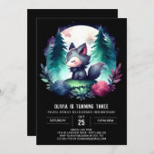 Dromerige Digitale Wolf Verjaardag Kaart (Voorkant / Achterkant)