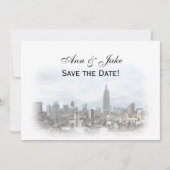 Dromerige Dk Gray NYC Silhouet van de stad Save th Kaart (Voorkant)