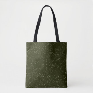 Dromerige donkergroene ditsy botanische patroon tote bag