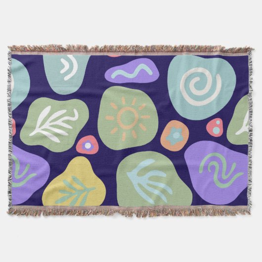 Dromerige Doodles – Levendig Boho Natuur Motief On Deken (Voorkant)