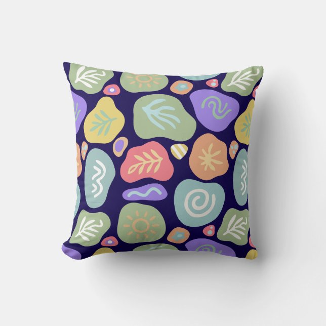 Dromerige Doodles – Levendig Boho Natuur Motief On Kussen (Voorkant)