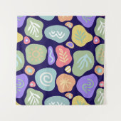 Dromerige Doodles – Levendig Boho Natuur Motief On Wandkleed (Voorkant (horizontaal))