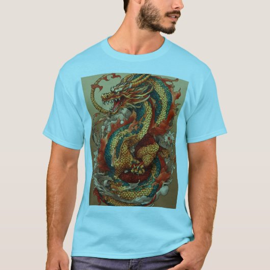 Dromerige Dragon Waterverf T-Shirt Design (Voorkant)