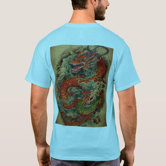 Dromerige Dragon Waterverf T-Shirt Design (Achterkant)