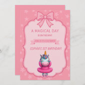 Dromerige Eenhoorn Ballerina Uitnodiging (Voorkant / Achterkant)