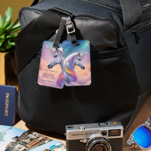 Dromerige Eenhoorn Glitter Pastel Galaxy Kosmische Bagagelabel (Voorkant /achterkant)