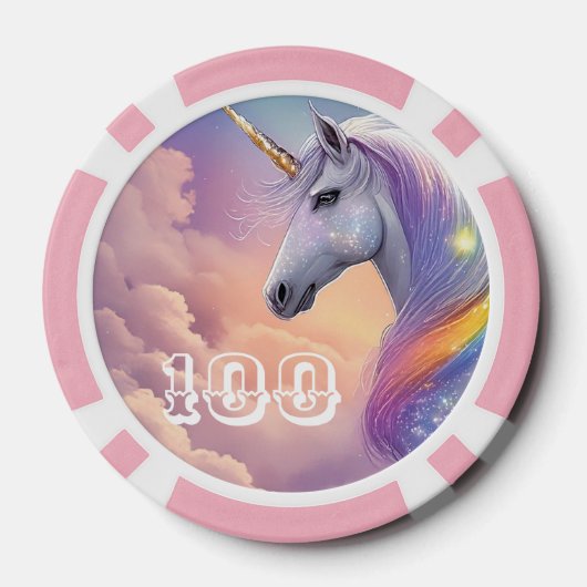 Dromerige Eenhoorn Glitter Pastel Galaxy Kosmische Poker Chips (Achterkant)