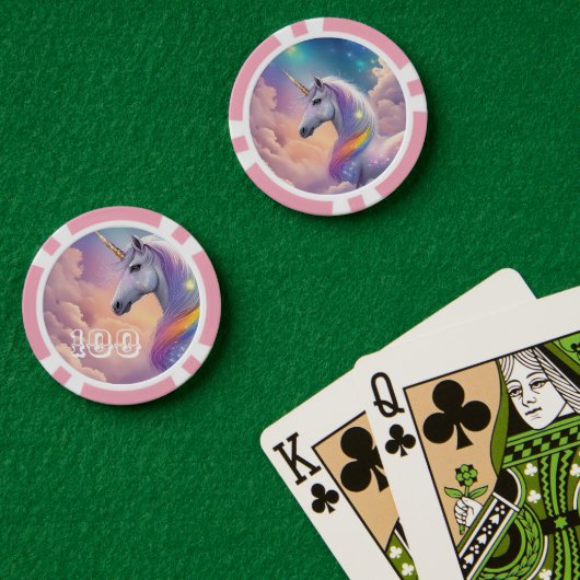 Dromerige Eenhoorn Glitter Pastel Galaxy Kosmische Poker Chips (Pokertafel (Dubbel))
