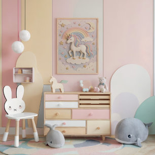 Dromerige eenhoorn in Pastel Wonderland Poster