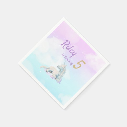 dromerige eenhoorn meisje verjaardag partij servet (Hoek)