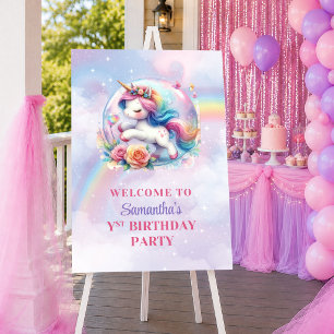 Dromerige Eenhoorn Pastel Kleuren Meisje Verjaarda Poster