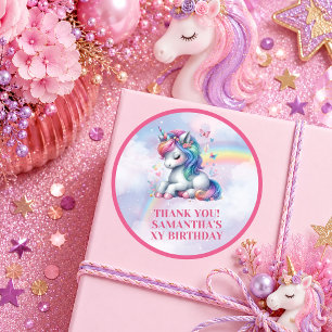 Dromerige Eenhoorn Pastel Magische Dag Verjaardags Ronde Sticker