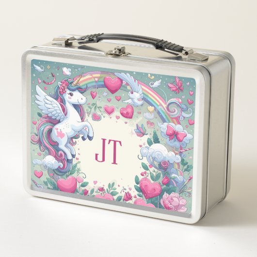 Dromerige Eenhoorns en Regenbogen lunchbox (Voorkant)