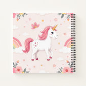 Dromerige eenhoorns, regenbogen, bloemen, Girly Notitieboek (Achterkant)