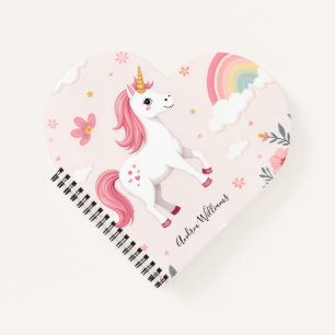 Dromerige Eenhoorns, Regenbogen, Bloemen, Hart Notitieboek