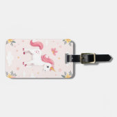 Dromerige eenhoorns, regenbogen, bloemen, Schattig Bagagelabel (Voorkant horizontaal)