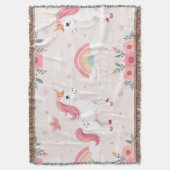 Dromerige eenhoorns, regenbogen, bloemen, Schattig Deken (Voorkant Verticaal)