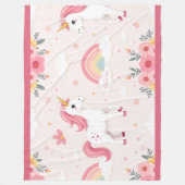 Dromerige Eenhoorns, Regenbogen, Bloemen, Schattig Fleece Deken (Voorkant)