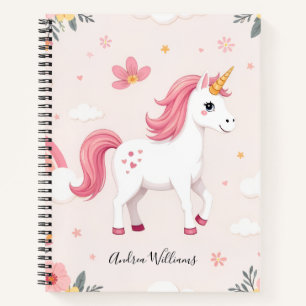Dromerige eenhoorns, regenbogen, bloemen, Schattig Notitieboek