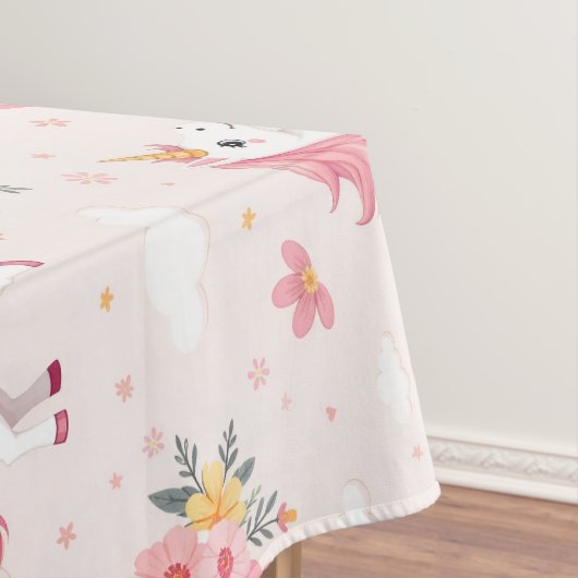 Dromerige eenhoorns, regenbogen, bloemen, Schattig Tafelkleed (Voorbeeld)