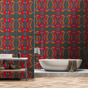Dromerige Egyptische collage - rood Sinaasappel gr Behang