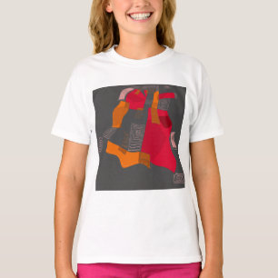 Dromerige Egyptische collage - rood Sinaasappel gr T-shirt