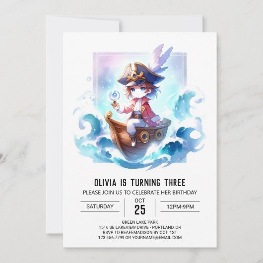 Dromerige Elegant Pirate Verjaardag Kaart (Voorkant)