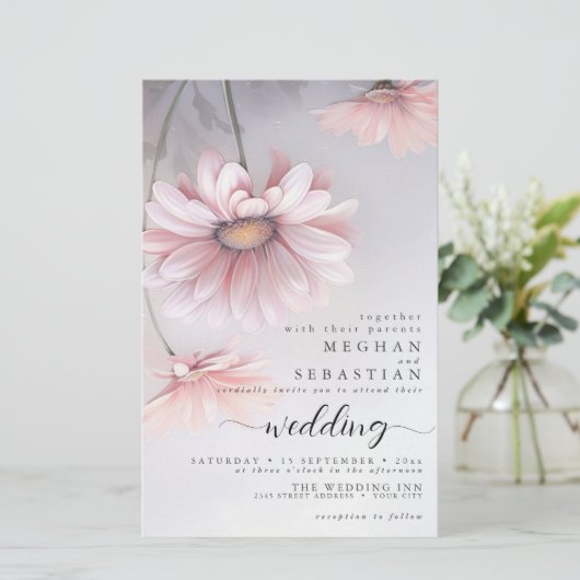 Dromerige Elegante 2 Blush Roze Daisies (Staand voorkant)