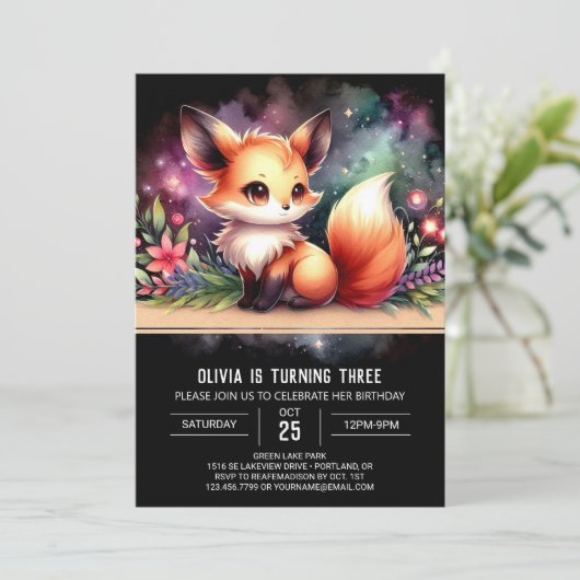 Dromerige elegante Fox verjaardag Kaart (Staand voorkant)