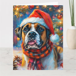 Dromerige Engels Boxer Puppy Christmas Waterverf Kaart