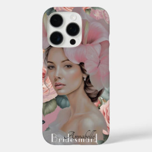 Dromerige etherische stof Roze Bloemen Art Bruidsm iPhone 16 Pro Hoesje
