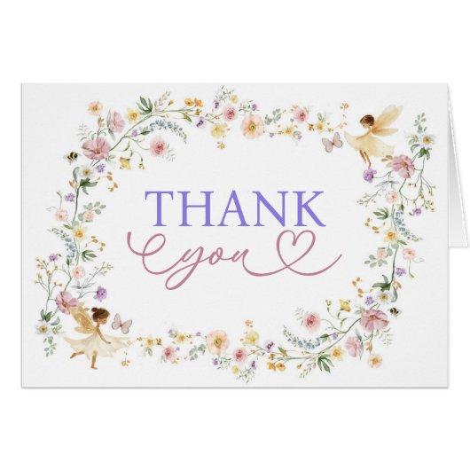 Dromerige Fairy Pastel Wildflowers Dank u kaart (Voorkant Horizontaal)