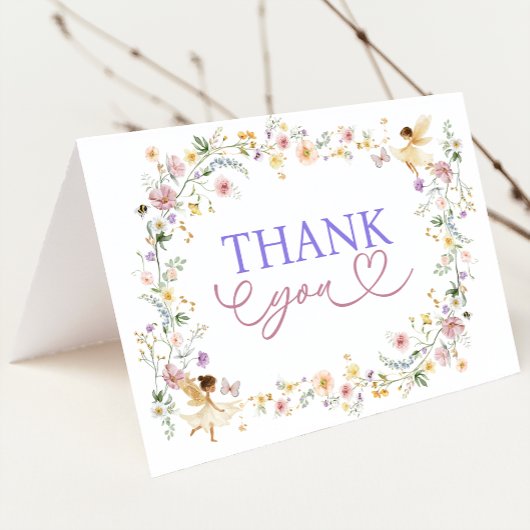 Dromerige Fairy Pastel Wildflowers Dank u kaart