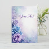 Dromerige Fantasie Paarse en Blauwe Rozen Kaart (Staand voorkant)