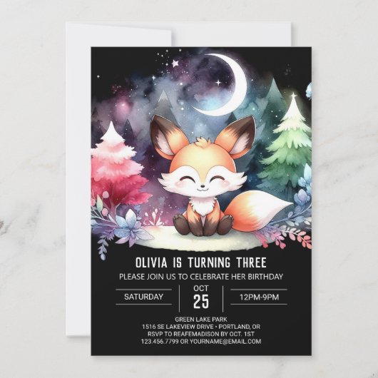 Dromerige Fantasy Fox Verjaardag Kaart (Voorkant)