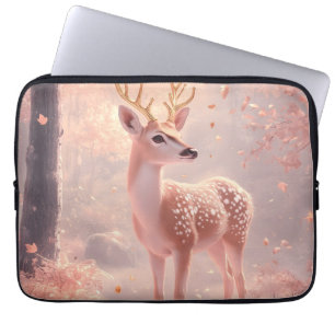 Dromerige fawn in roze herfst Bossen Laptop Sleeve